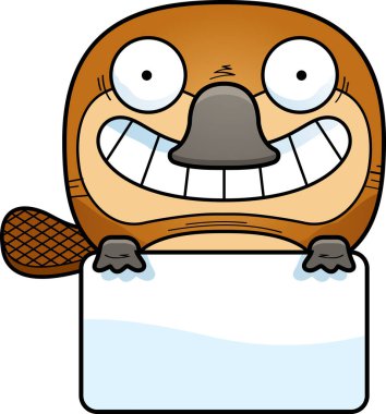 Beyaz işareti olan küçük bir platypus çizgi film gösterimi.