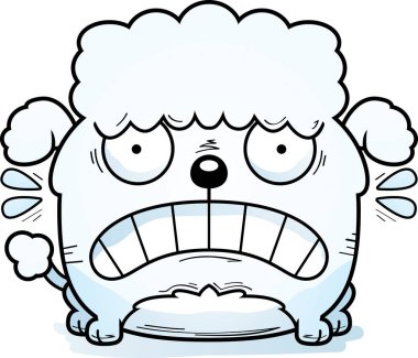 Küçük bir fino köpeği bakmanın bir çizgi film illüstrasyon dehşete.