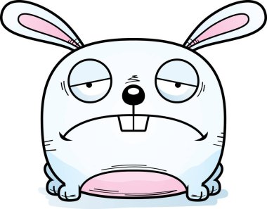 Depresif görünümlü bir tavşan çizgi film gösterimi.