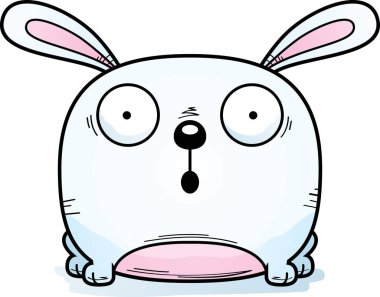 Şaşırmış görünen bir tavşanın karikatür çizimi.