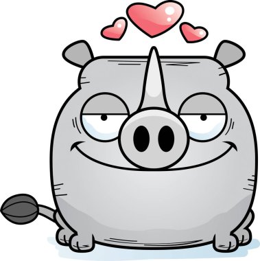 İçinde bir sevgi ile küçük bir gergedan çizgi film gösterimi ifade.