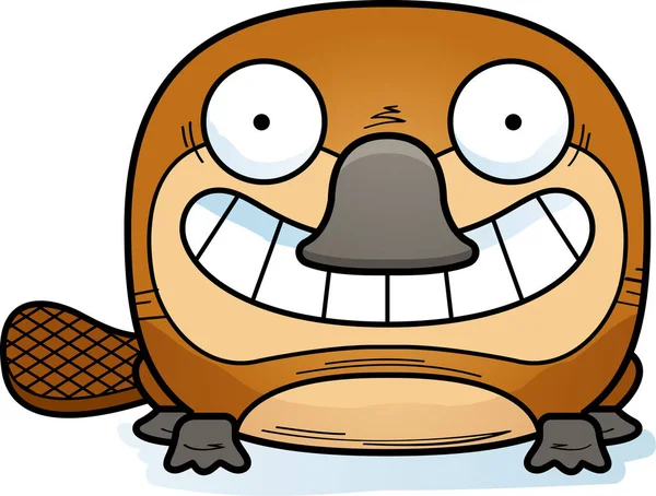 Cartoon Illustration Eines Kleinen Schnabeltieres Glücklich Und Lächelnd — Stockvektor