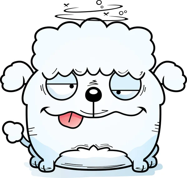 Cartoon Illustration Little Poodle Looking Drunk — Stock Vector