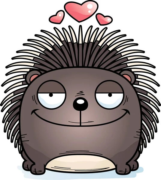 Karikatur Eines Stachelschweins Mit Verliebtem Gesichtsausdruck — Stockvektor