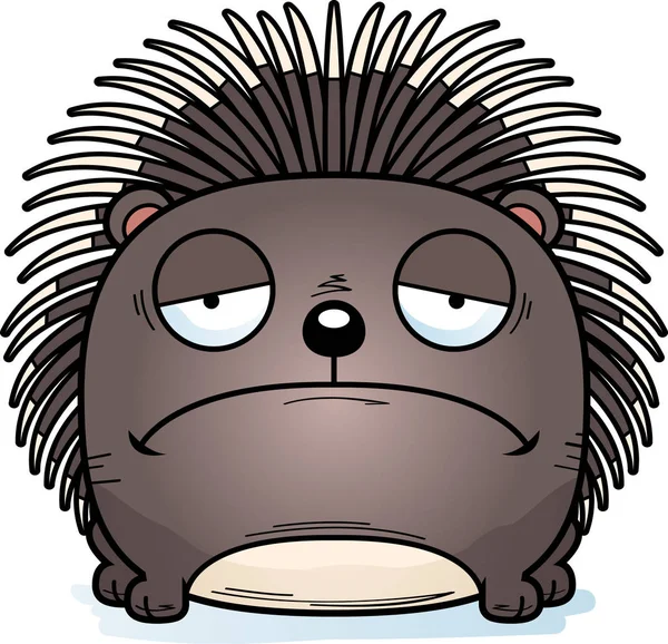 Ilustracja Kreskówka Porcupine Smutną Miną — Wektor stockowy