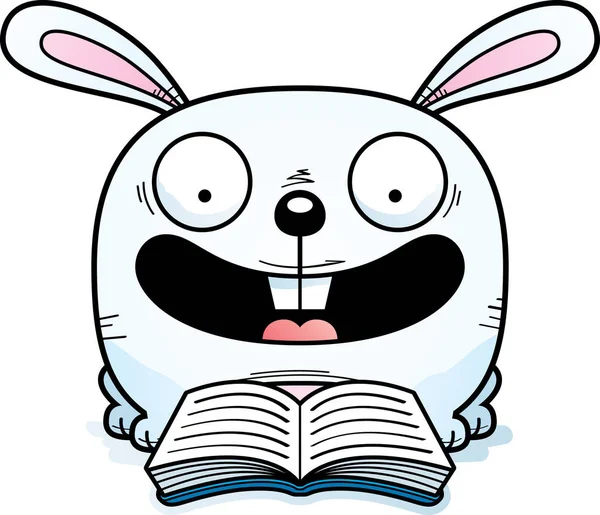Мультяшна Ілюстрація Кролика Який Читає Книгу — стоковий вектор