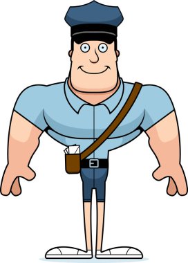 Gülümseyen bir karikatür postacı.