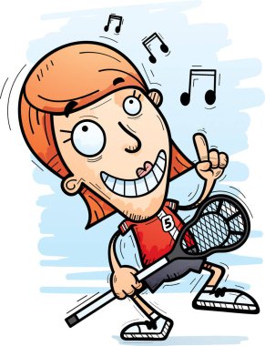 Dans bir kadın lakros oyuncu çizgi film gösterimi.