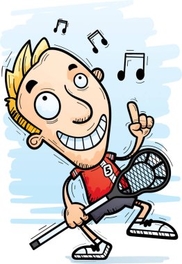 Dans bir adam lakros oyuncu çizgi film gösterimi.