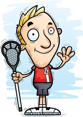 Sallayarak bir adam lakros oyuncu çizgi film gösterimi.