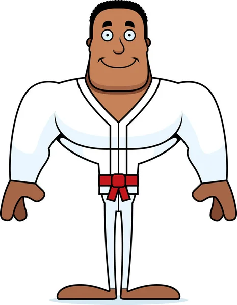 Uomo Cartone Animato Karate Sorridente — Vettoriale Stock