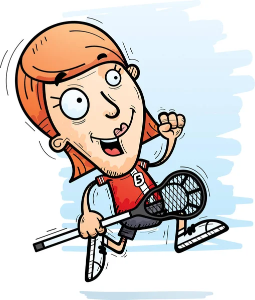 Cartoon Illustration Woman Lacrosse Player Running Royalty Free Stock Illustrations