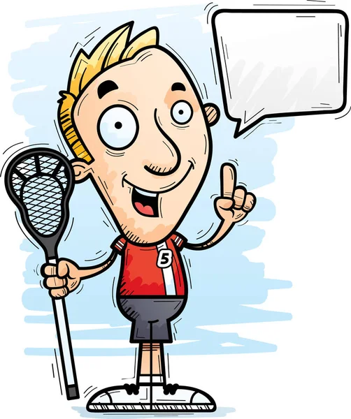 Cartoon Illustration Man Lacrosse Player Talking Stock Vector