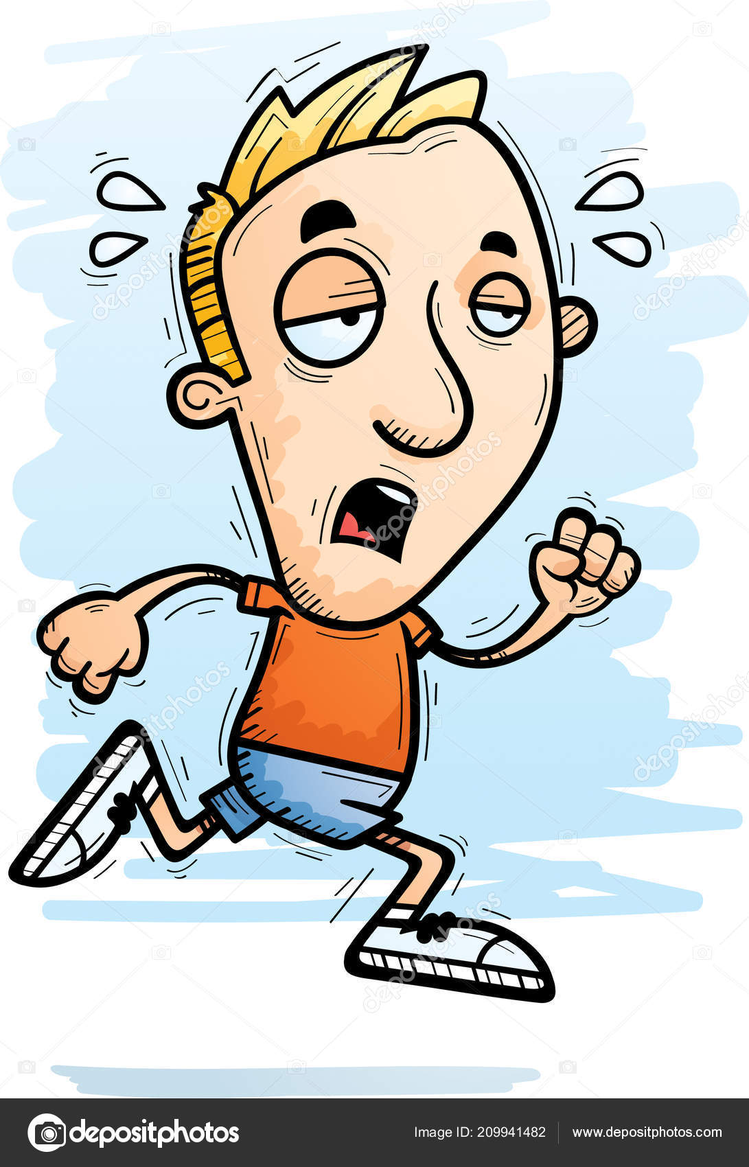 Tegning Mann Som Løper Ser Utslitt stockvektor © cthoman #209941482, image size:1091x1700