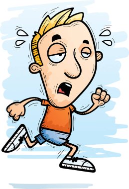 Çalışan ve yorgun görünümlü bir adam bir karikatür çizimi.