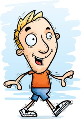 Yürüyen bir adam bir karikatür çizimi.