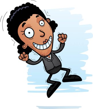 Siyah bir işkadını atlama çizgi film gösterimi.