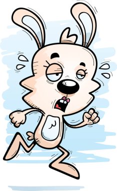 Çalışan ve yorgun görünümlü kadın bir tavşan çizgi film gösterimi.