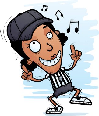 Dans bir siyah kadın hakem çizgi film gösterimi.