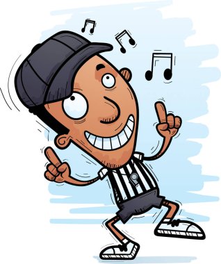 Dans bir siyah adam hakem çizgi film gösterimi.