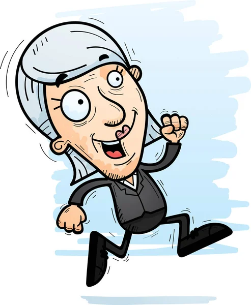 Kreslený Obrázek Důchodce Podnikatelka Běží — Stockový vektor