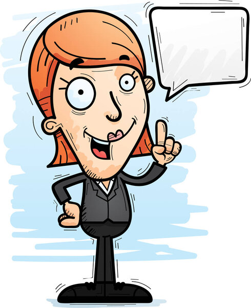 A cartoon illustration of a businesswoman talking.