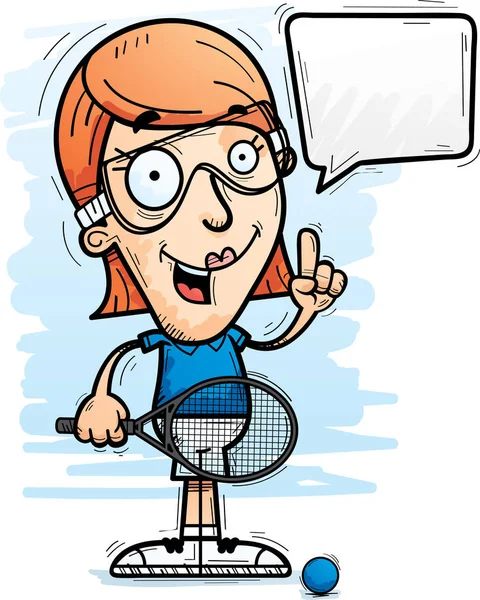 Une Illustration Dessin Animé Une Joueuse Racquetball Parlant — Image vectorielle