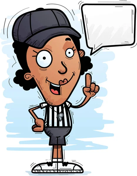 Cartoon Illustration Black Woman Referee Talking — Stock Vector