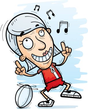 Bir üst düzey citzen kadın rugby oyuncusu dans çizgi film gösterimi.