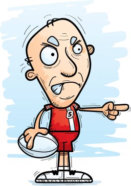 Kızgın ve işaretleme arıyorsunuz bir üst düzey citzen adam rugby oyuncusu çizgi film gösterimi.