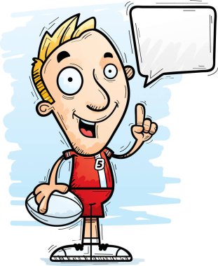 Bir adam rugby oyuncusu konuşuyor karikatür resmi.