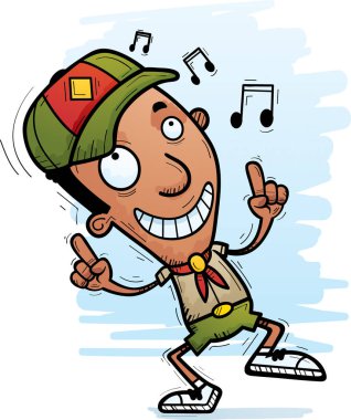 Dans bir siyah adam avcısı bir karikatür çizimi.