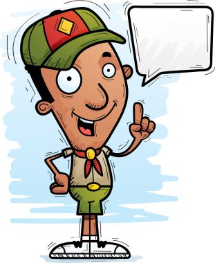 Konuşurken bir siyah adam avcısı bir karikatür çizimi.