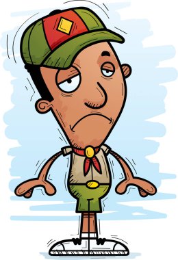 Üzülmüş bir siyah adam avcısı bir karikatür çizimi.