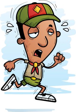 Bir zenci bir karikatür çizimi scout çalışan ve yorgun arıyorsunuz.