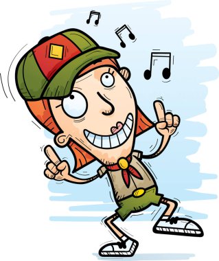 Bir kadın avcısı dans çizgi film gösterimi.