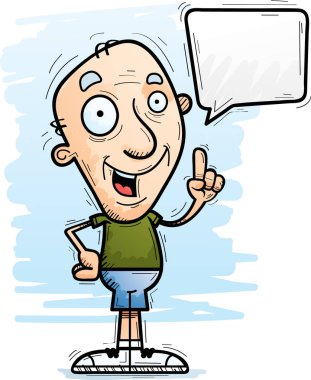 Konuşan bir yaşlı adam çizgi film gösterimi.