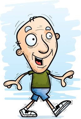 Yürüyen bir yaşlı adam çizgi film gösterimi.