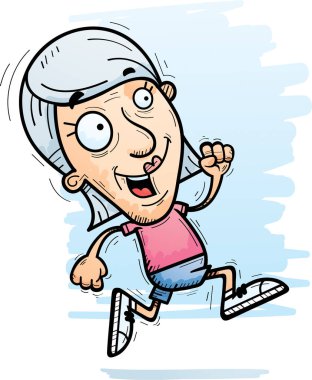 Çalışan bir yaşlı kadın bir karikatür çizimi.