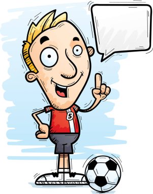 Konuşan bir adam futbolcu çizgi film gösterimi.