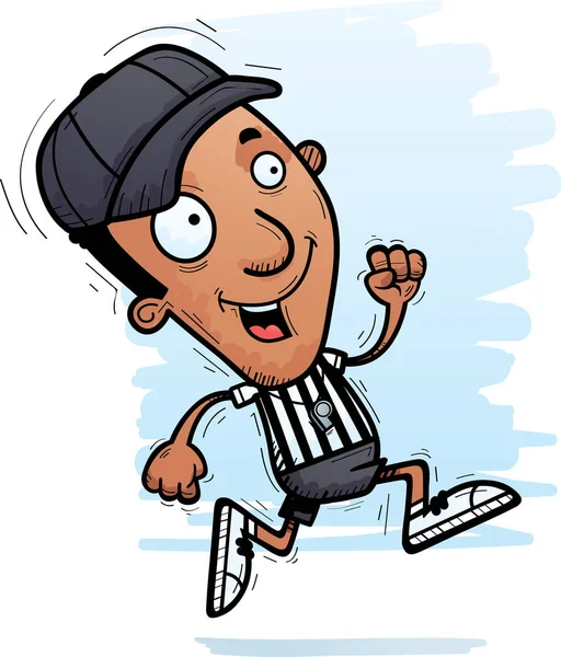 Cartoon Illustration Black Man Referee Running — Stock Vector