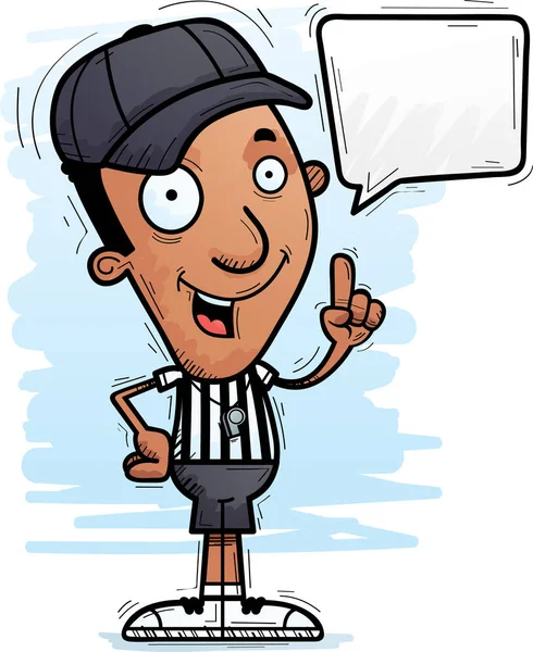 Cartoon Illustration Black Man Referee Talking — Stock Vector