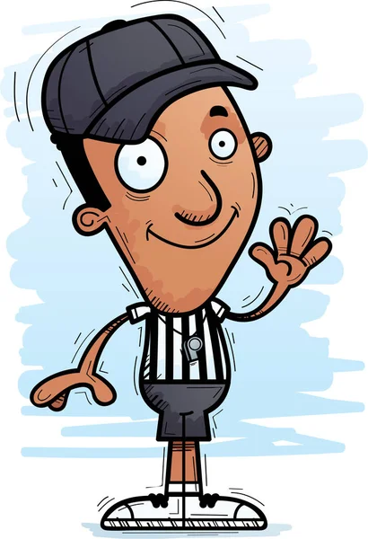 Cartoon Illustration Black Man Referee Waving — Stock Vector