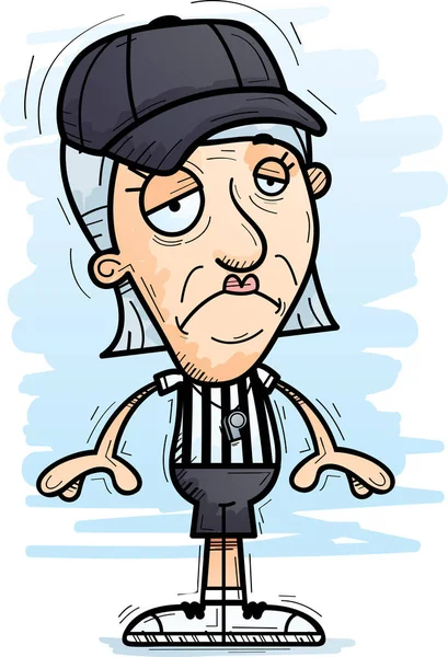 Karikatur Einer Älteren Schiedsrichterin Die Traurig Aussieht — Stockvektor
