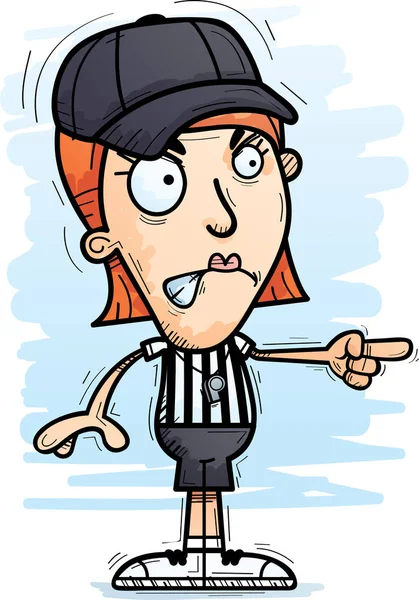 Cartoon Illustration Woman Referee Looking Angry Pointing — Stock Vector