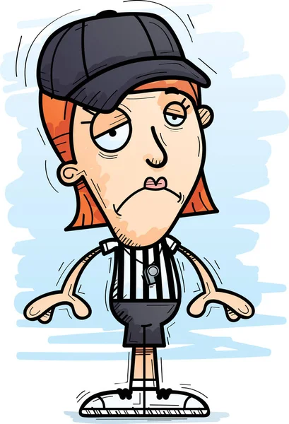 Cartoon Illustration Woman Referee Looking Sad — Stock Vector