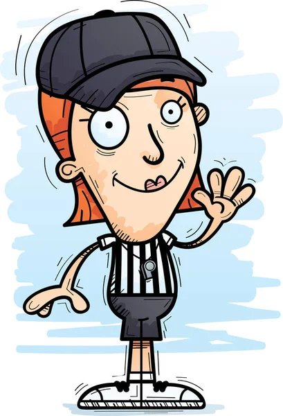 Cartoon Illustration Woman Referee Waving — Stock Vector