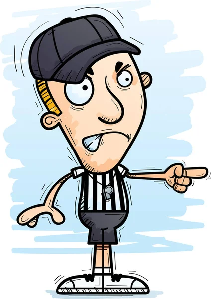 Cartoon Illustration Man Referee Looking Angry Pointing — Stock Vector