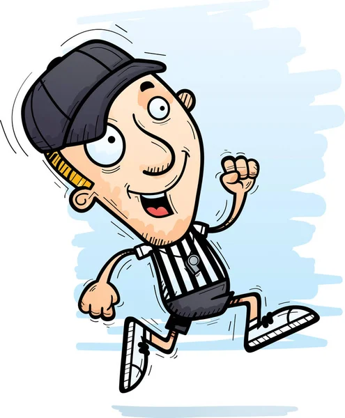 Cartoon Illustration Man Referee Running — Stock Vector