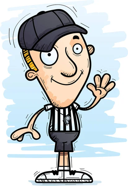 Cartoon Illustration Man Referee Waving — Stock Vector